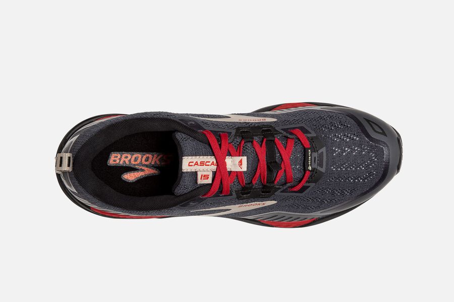 Brooks Running Shoes Mens Black/Red - Cascadia 15 GTX Trail - 5273-LOXWJ